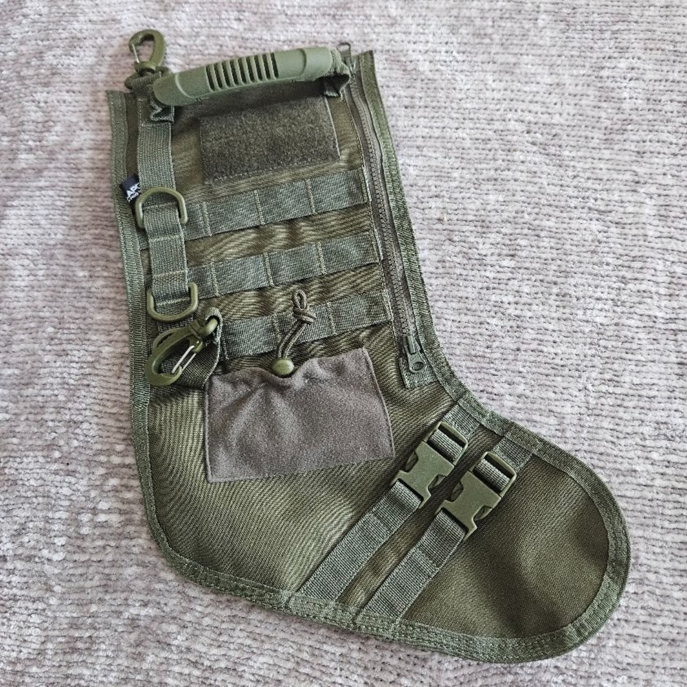 Military Tactical MOLLE Christmas Stocking Olive Drab Green Holiday Gift Pouch